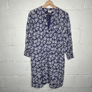 Hartford Women's Purple Florls Long Sleeve Cotton Tie Neck Nap Dress Pockets 4